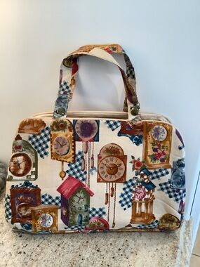 Ted Lapidus Paris Vintage Clocks Print Travel Toiletries Bag